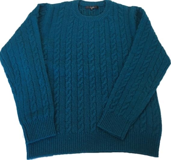 Amazon ウール ヤク 100 メンズ セーター ケーブル ニット ブルー系 ターコイズ サイズ3 M セーター 通販