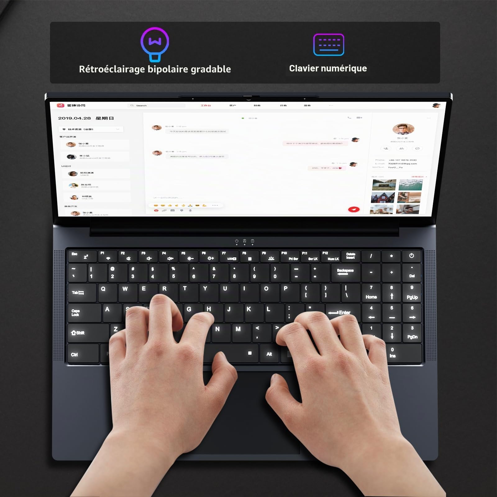 Ordinateur Portable de 16 Pouces avec Core i5 8210Y Processeur, 16 Go RAM et 1 To SSD, Win 11 PC Portable 1920*1200 IPS FHD Écran, Laptop avec Clavier Numérique Rétroéclairé WIFI5 BT5.0 Webcam HDMI