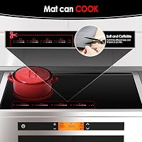 KitchenRaku Nagy Indukciós Védőalátét, Mágneses Szilikon Főzőlap Védő, Karcálló Hőálló Konyhai Alátét Indukciós Tűzhelyhez, 52 x 78 cm, Feke 7