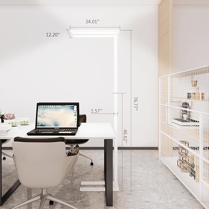 STERREN STERREN 76" Led Floor Lamp,80W White Modern Free-Standing Lamp,10000LM Dimmable Eye-Care Tall Reading Lamp for Reading Study Room,Office,Meeting Room,4000K Natural Daylight photo 3