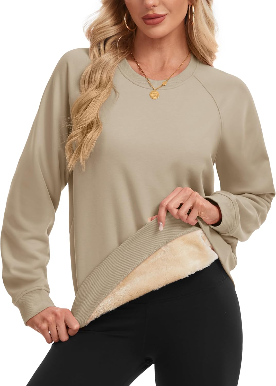 MAGCOMSEN Women's Sweatshirt Fleece Sherpa Lined Pullover Sweaters Warm Long Sleeve Shirts Crewneck Winter Tops - Image 2