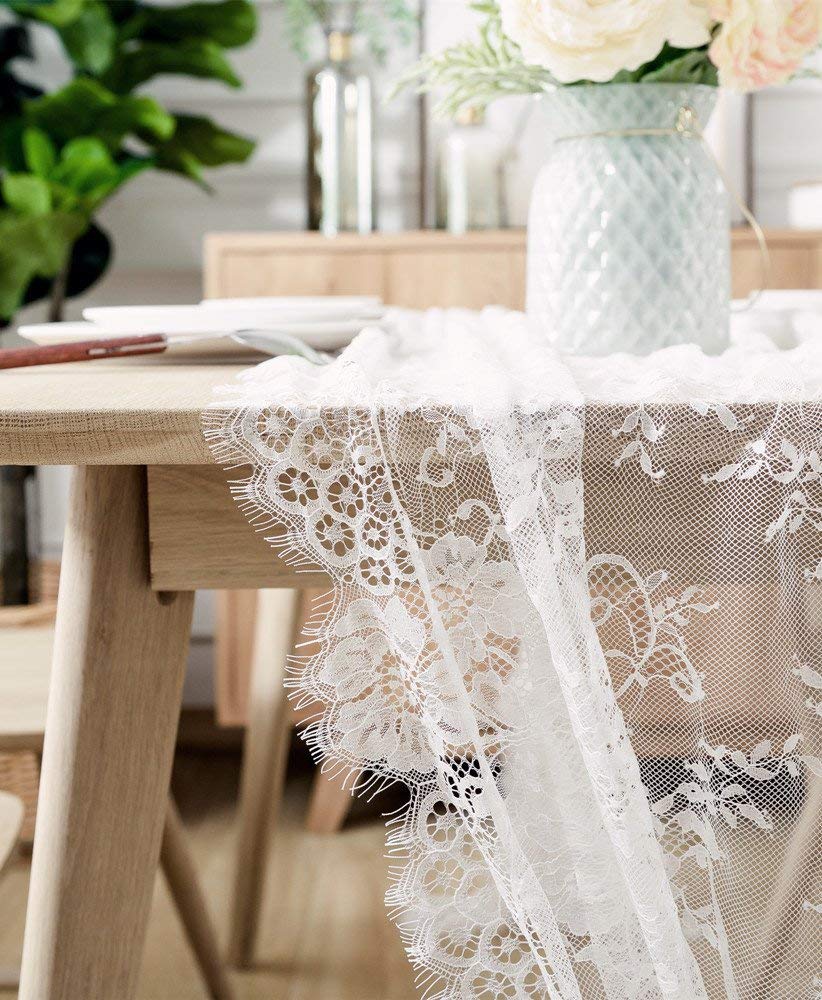 OLELY Tovaglia Rotonda In Pizzo Nero Con Ricamo Floreale – 152 Cm, Stile Boho Shabby Chic Per Matrimoni E Feste Di Halloween