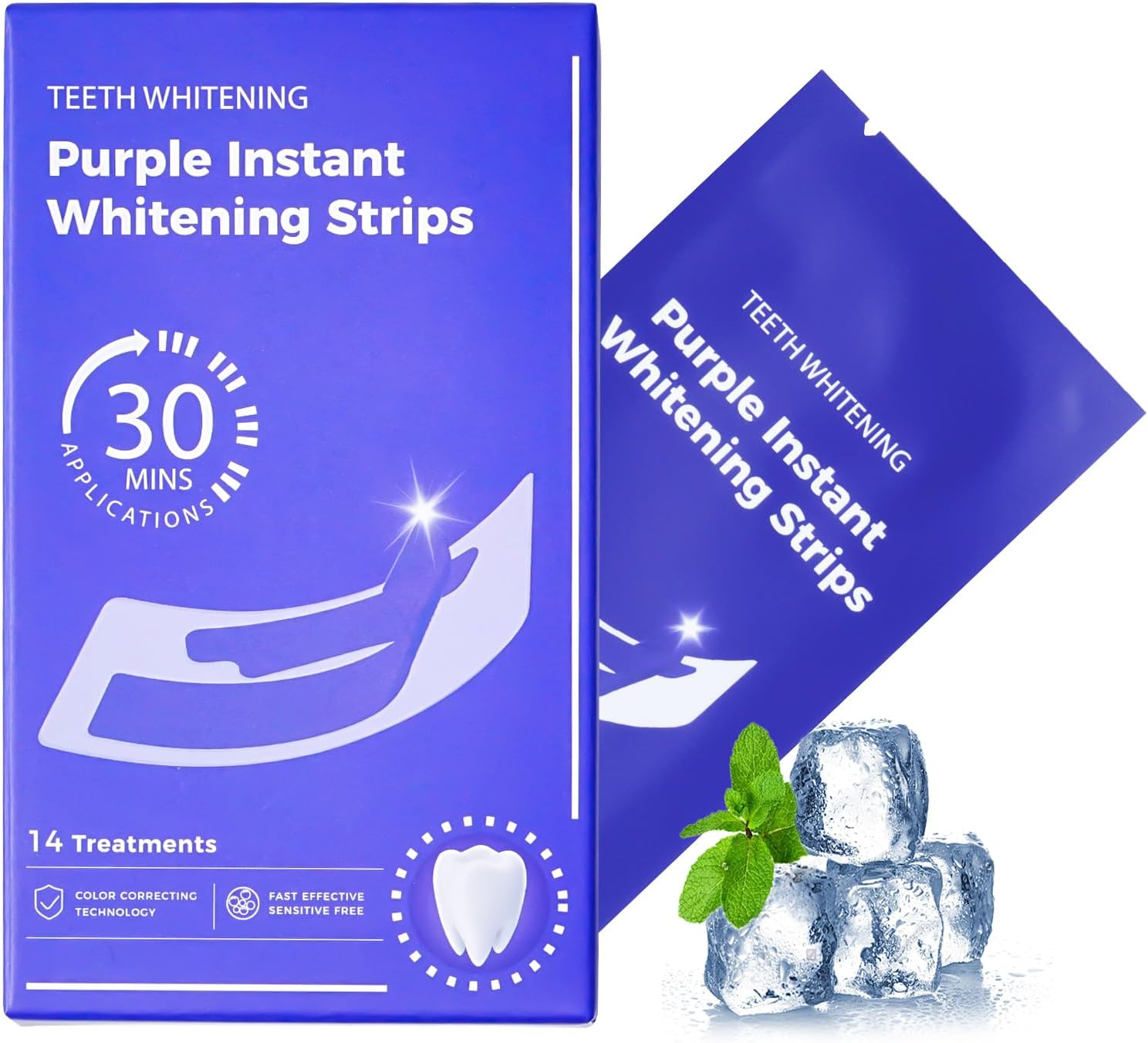 Teeth Whitening Strips for Sensitive Teeth Enamel Safe Peroxide Whitening Kit At Home Stain Removal Non Slip Easy to Use 14 Strips 7 treaments Mint