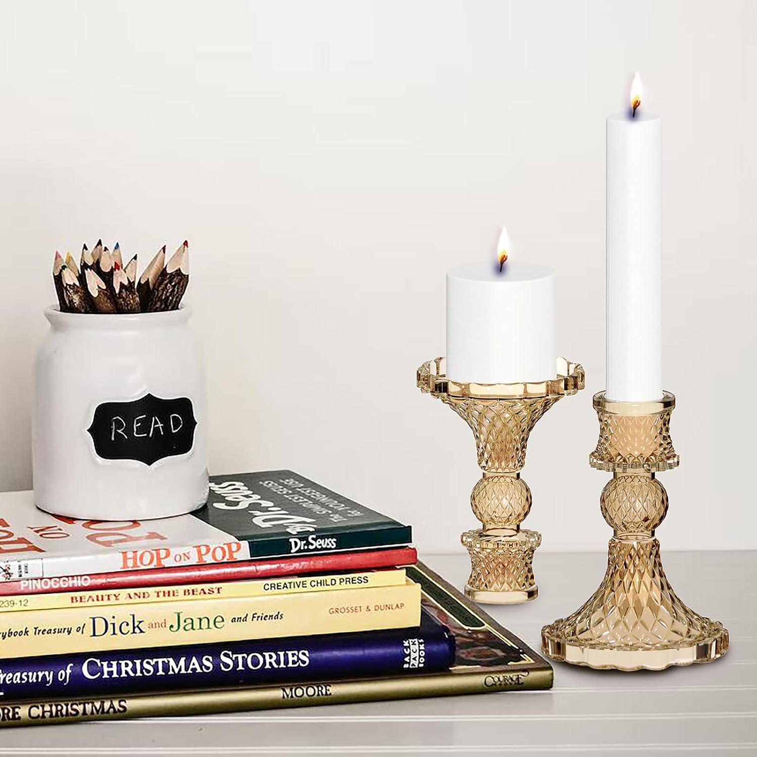 12PCS Taper Glass Candle Holders for Candlestick Candles, Decorative