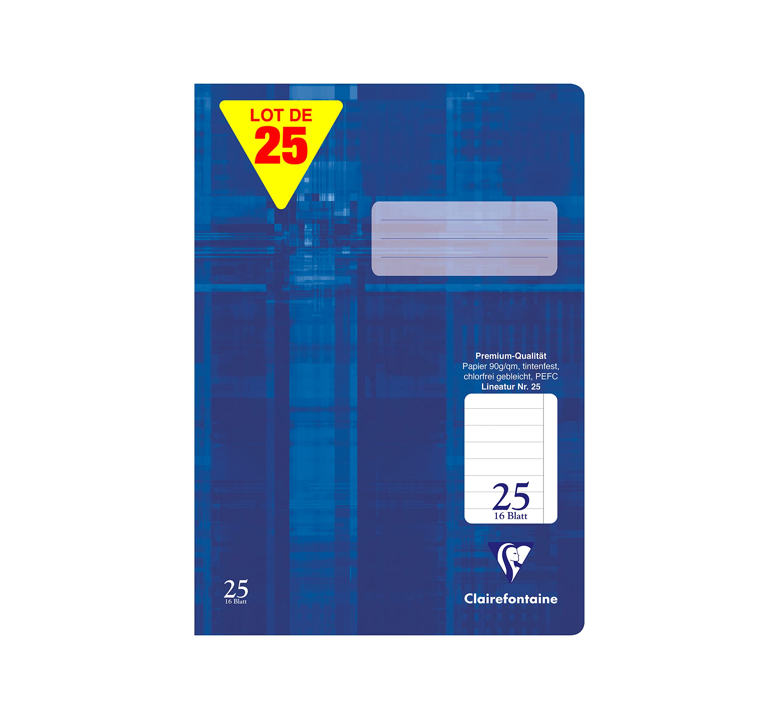 Clairefontaine 331625C - Lot 25 Cahiers A4 64p Réglure 25 Lignée Marge Bleu