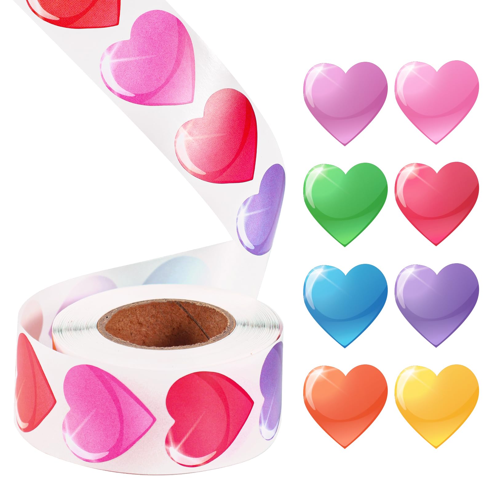2,5cm Pegatinas de Corazón Rollo Perforado, Pegatinas de San Valentín 8 Colores Pegatinas de Corazones Pequeños Pegatinas Mini Corazones para Sobres Infantiles para Scrapbooking Boda