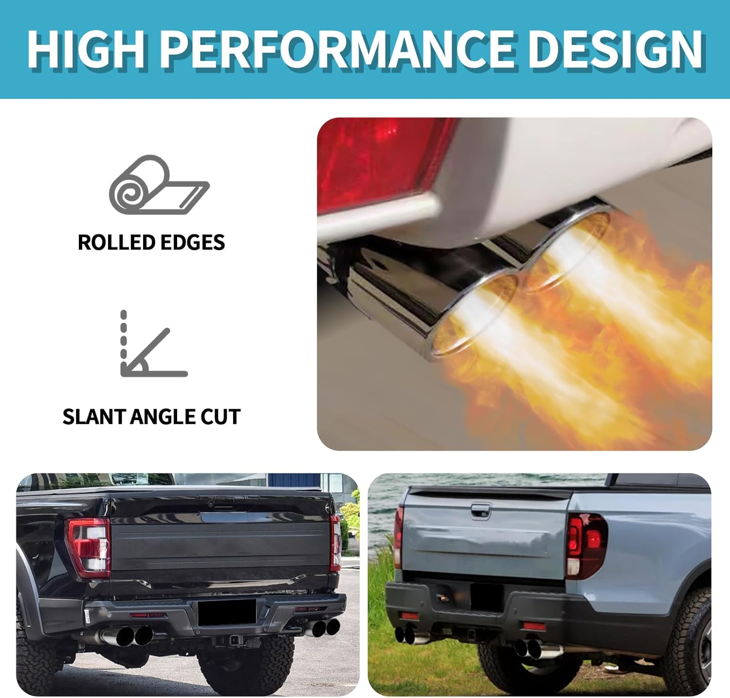 KHK 2.5" Dual Exhaust Tip - 2.5" Inlet 3" Outlet 9.5" Overall Length Diesel Exhaust Tips,Stainless Steel Weld On Truck Tailtip, Universal Fit for Trucks & Cars -Polished