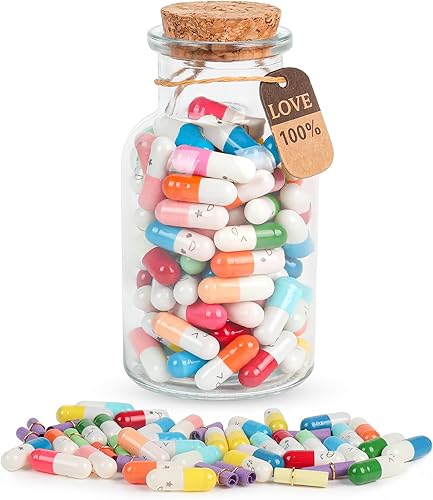 Letras de cápsula con mensaje en una botella, 101 píldoras de amor, regalos para novio y novia, esposa, amigos (color mixto, 101 unidades)