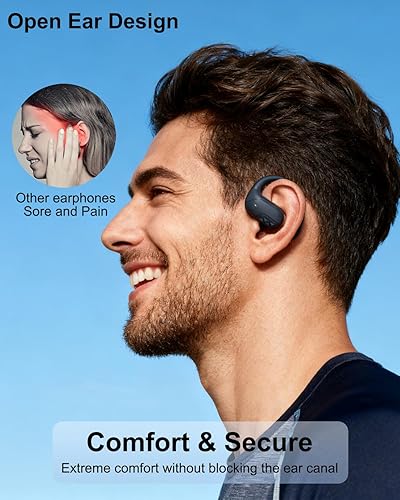 Miniatura 3 de Auriculares de oreja abierta, auriculares Bluetooth V5.4 inalámbricos deportivos con estuche de carga, IP54 impermeable 50H tiempo de reproducción,