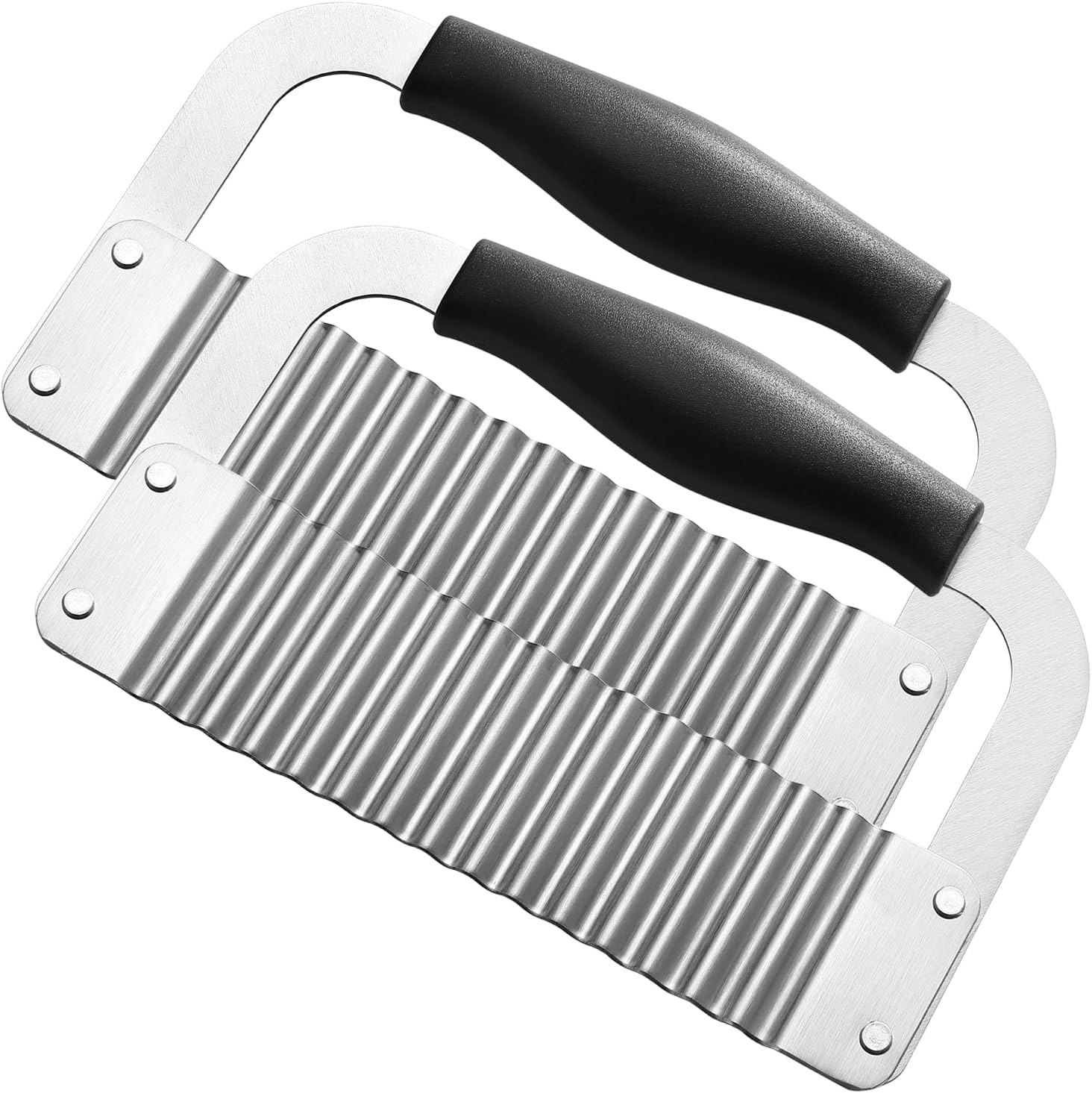 2 Pcs Crinkle Cutter Stainless Steel Potato Slicer Wavy Chopping Veggies