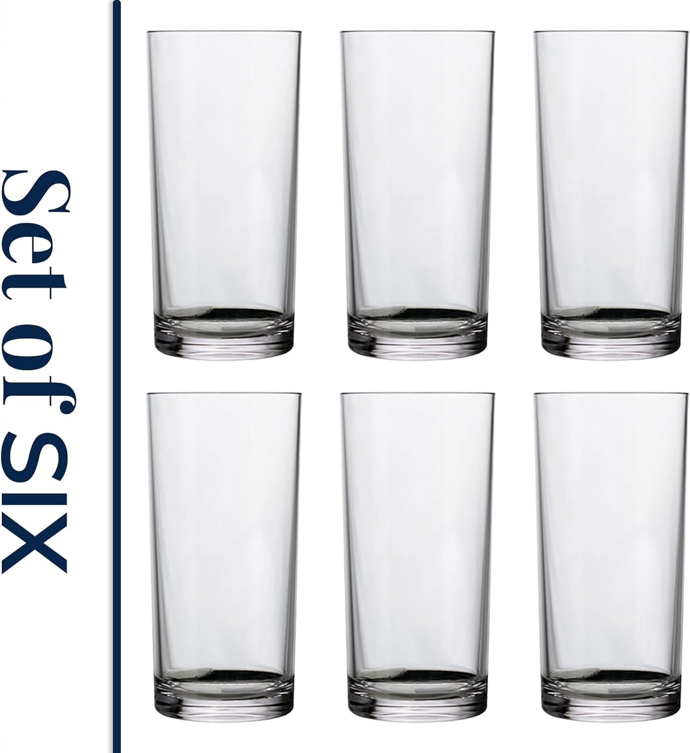 US Acrylic Classic Clear Plastic Reusable Drinking Glasses (Set of 6) 24oz Iced-Tea Cups | BPA-Free Tumblers, Made in USA | Top-Rack Dishwasher Safe - Image 8