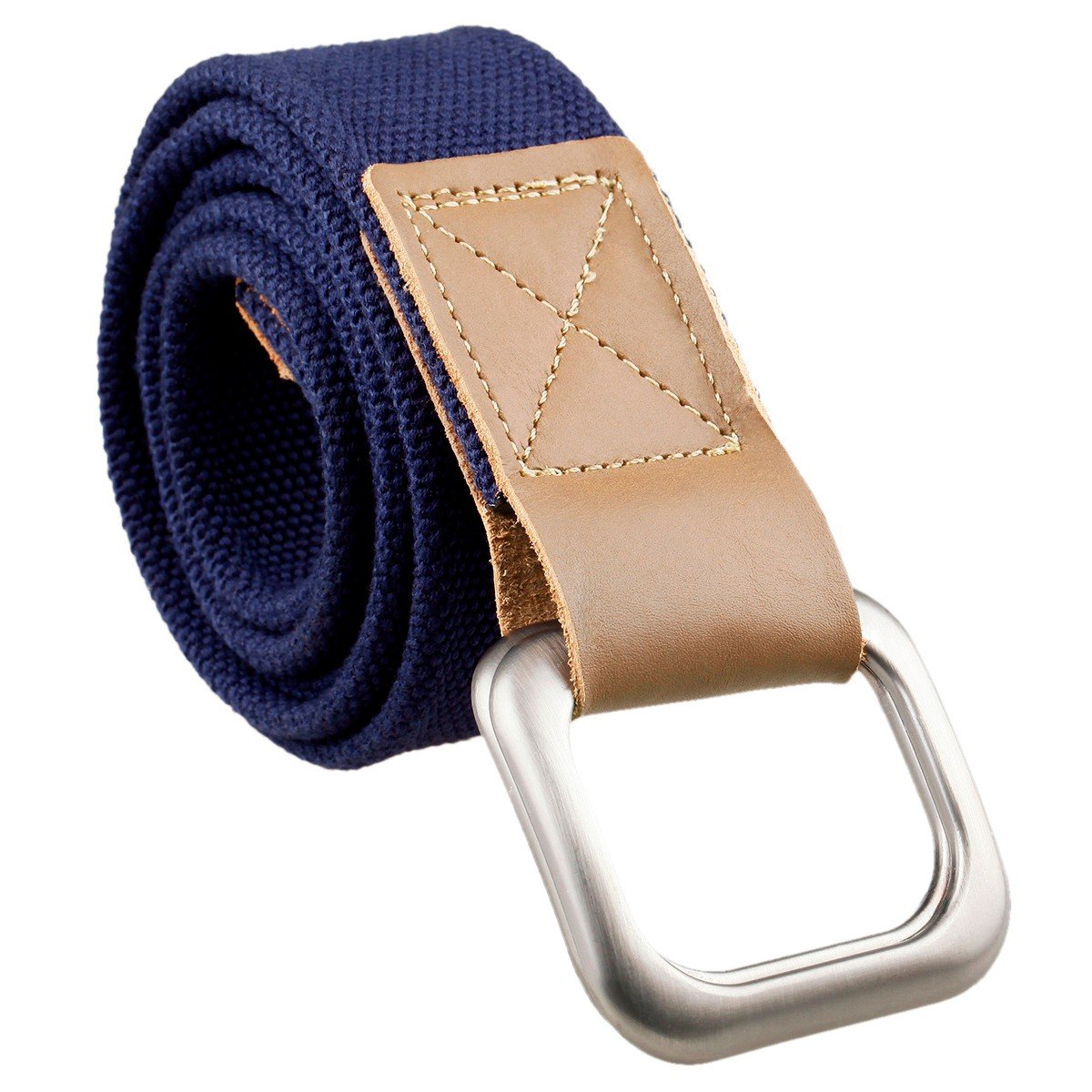 moonsix Canvas Belts for Men Women,Solid Color Casual D Ring Webbing Belt(Navy Blue)