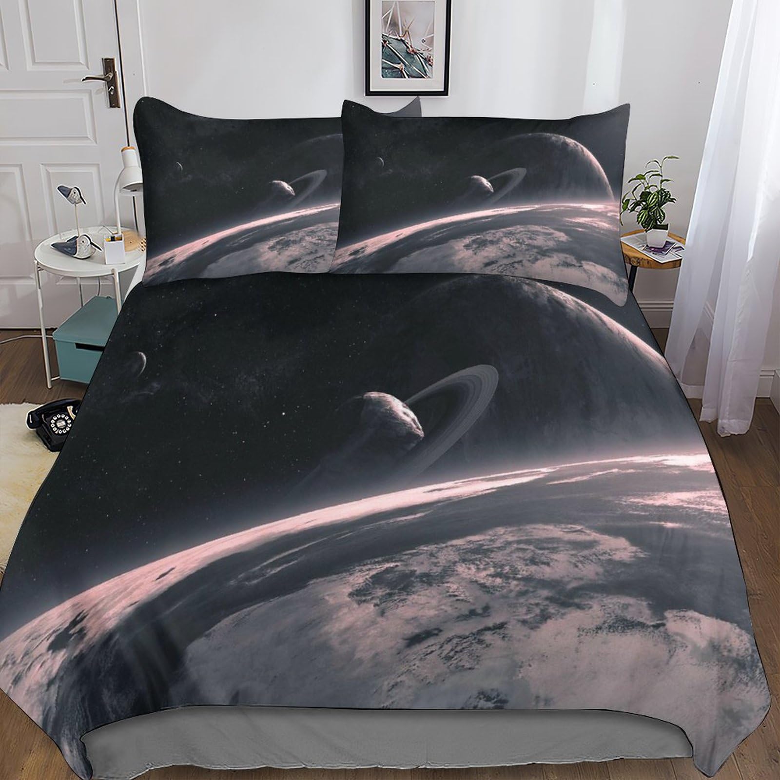 Parure de lit interstellar avec housse de couette 3D et taies d'oreiller en microfibre double 200x200