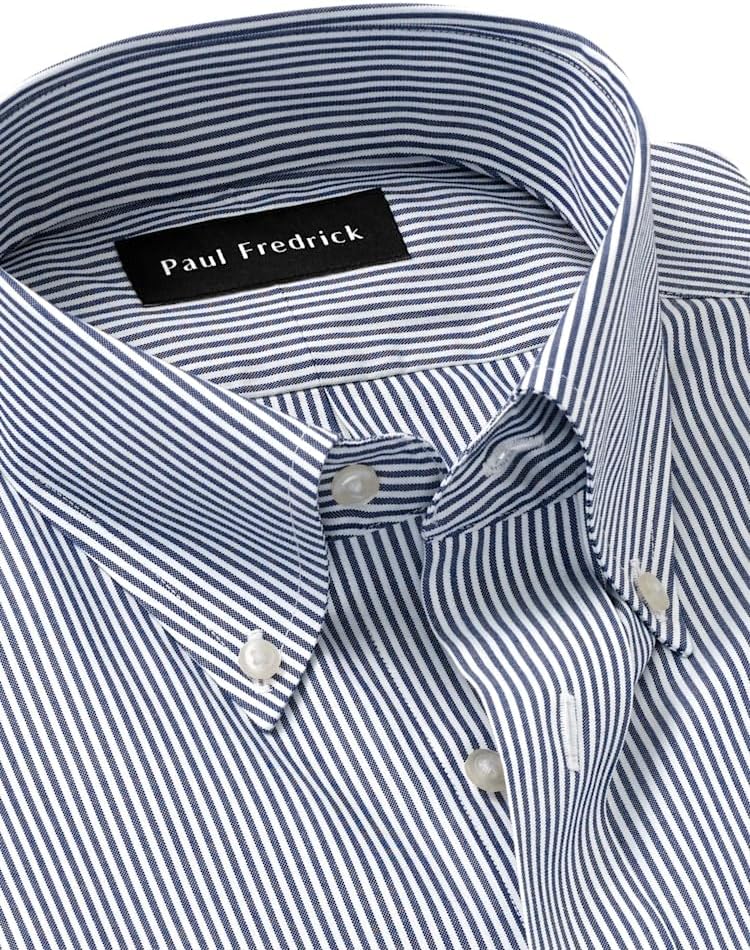 Paul Fredrick Men's Tailored Fit Cotton Non-Iron Pinpoint Cotton Dress Shirt - Image 7