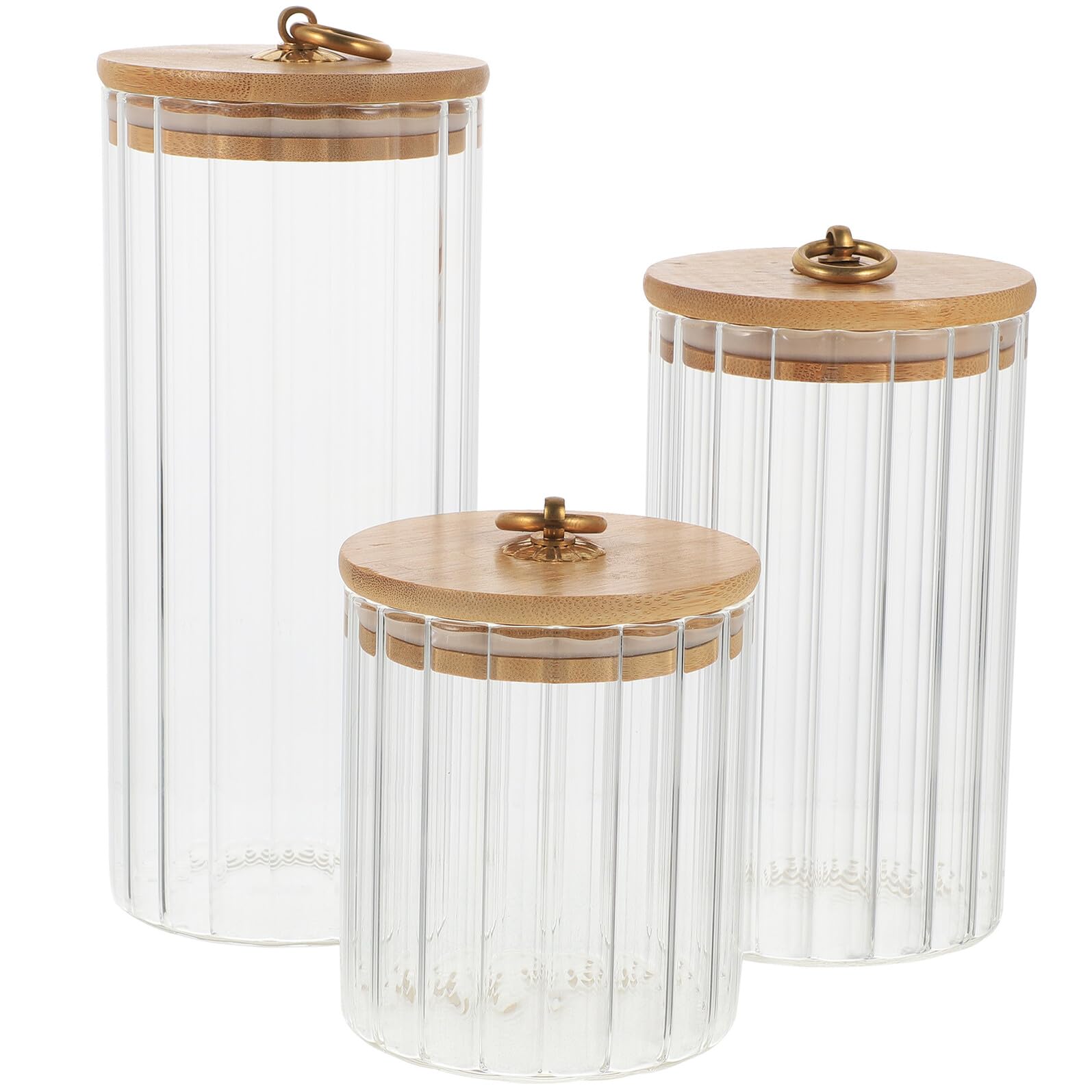 Homoyoyo 3 Stück Glasvorratsgläser mit Bambusdeckel, 550/850/1150 Ml