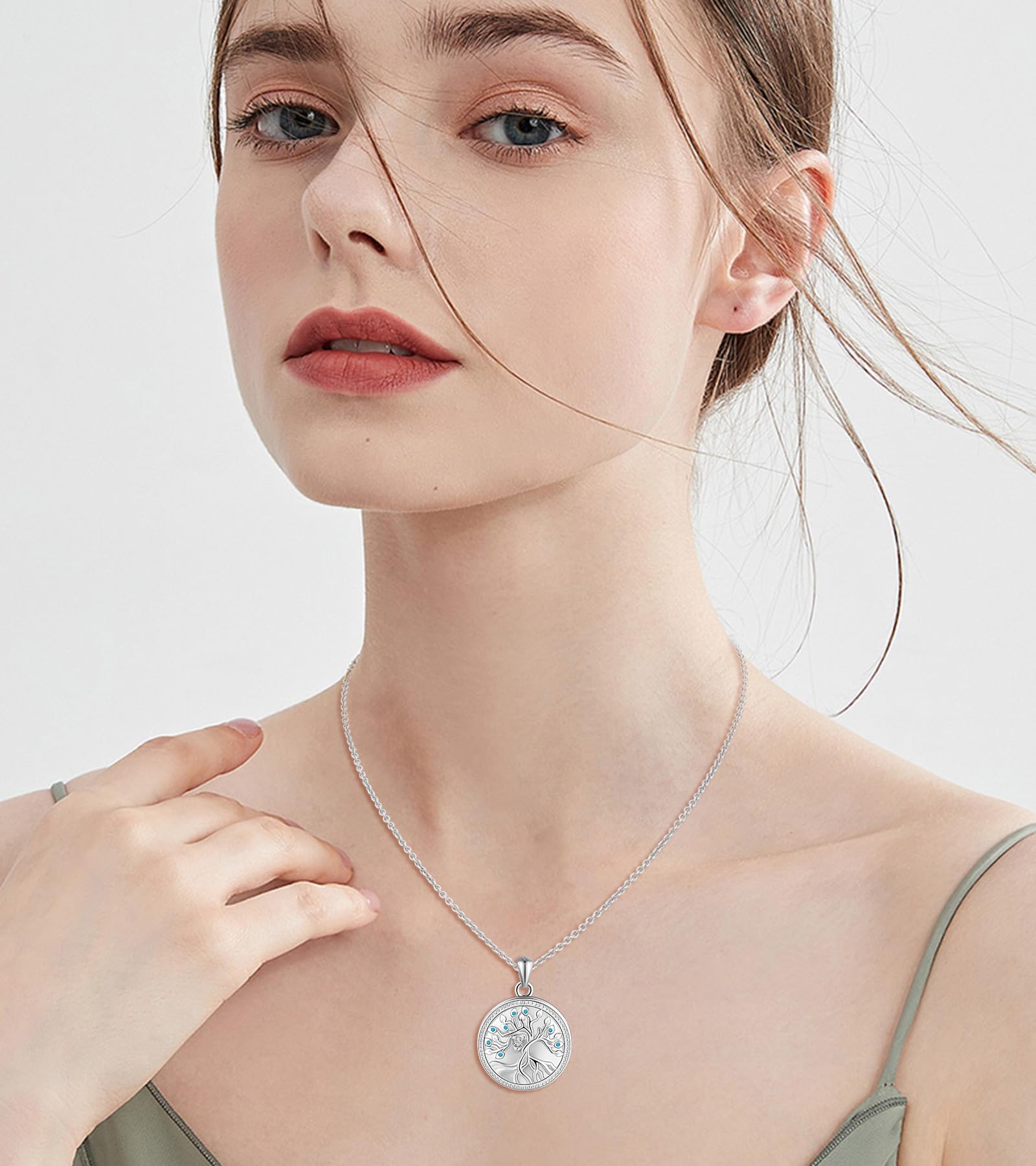 Collana Albero della Vita Foto Personalizzata Medaglione in Argento 925 per Donna, Pendente Rotondo Portafoto con Zirconi, Regalo Gioielli per Fidanzata Madre Figlia