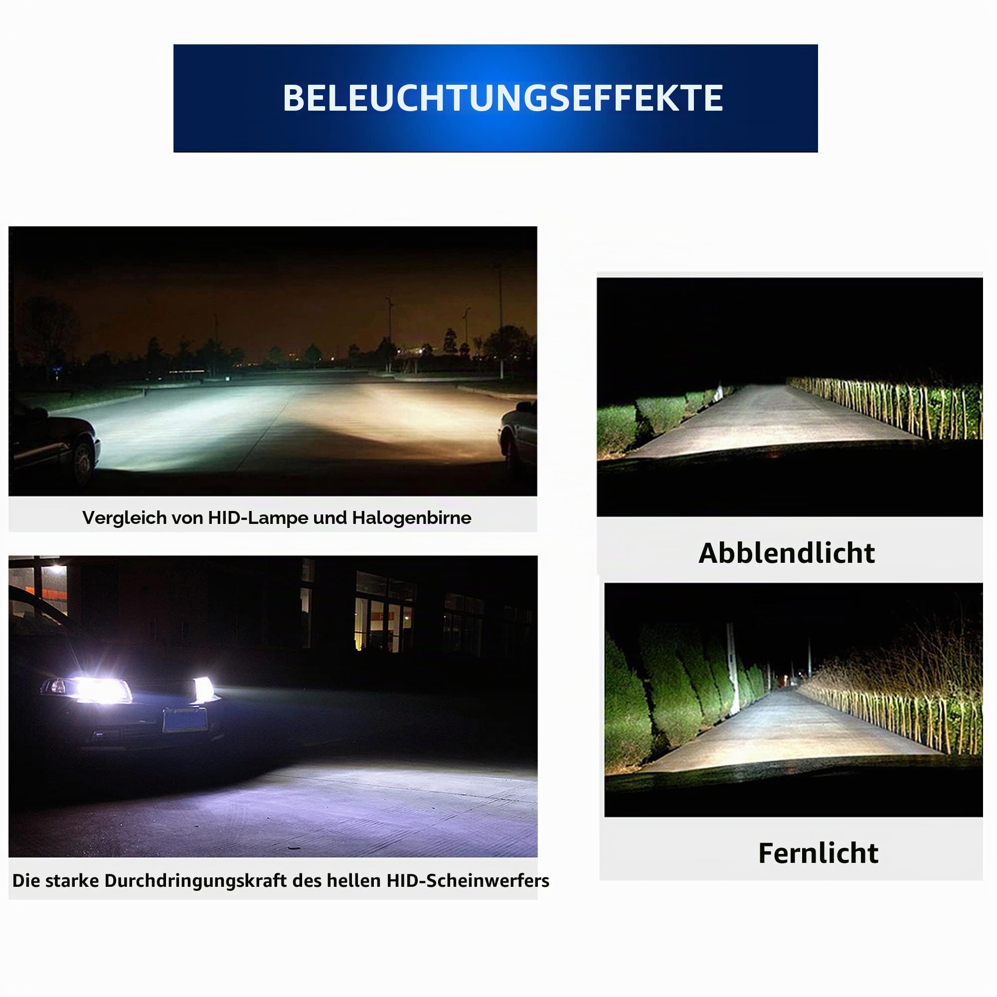 VLAND D2H Xenon Brenner Scheinwerferlampe, passend für VLAND Scheinwerfer, Scheinwerferlampen-Ersatz für Abblendlicht, 6000 K, Weiß, 2 Stück/Set (55W D2h Xenon mit Decoder)