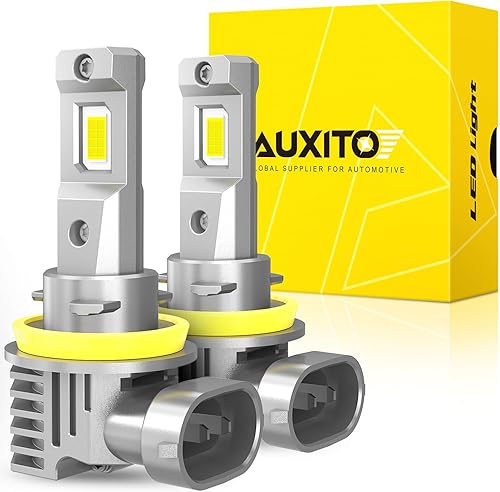 AUXITO Bombillas LED antiniebla H11H8H16 o DRL, luz blanca fría de 6500 K, 600% súper brillo, mini tamaño sin ventilador de repuesto para coches,