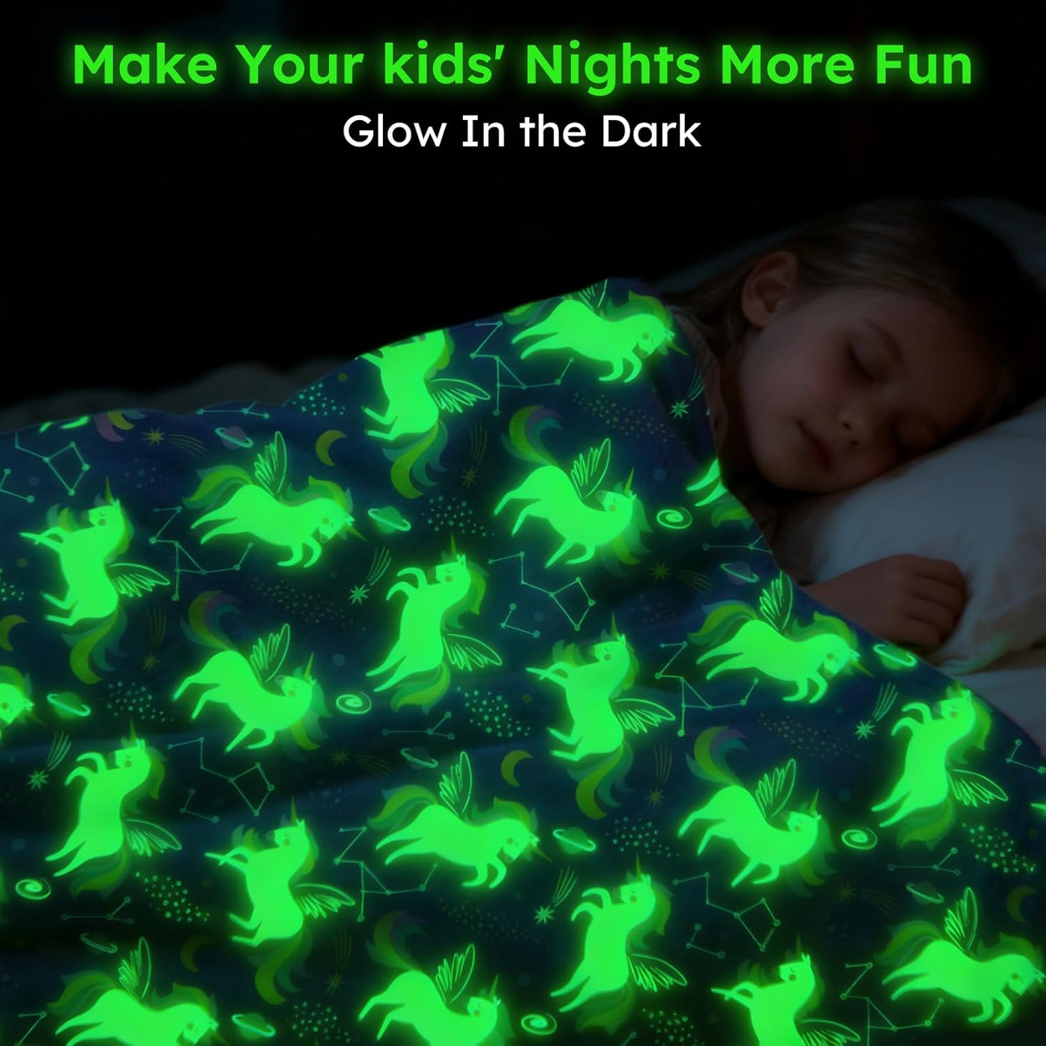Yoofoss Glow in The Dark Blanket, Unicorn Blanket for Girls Kids Age 1-12, Magical Unicorn Fleece Throw, Super Soft Toddler Blanket for Bed Sofa Decor, for Kids & Toddlers 40"x50" - Image 2