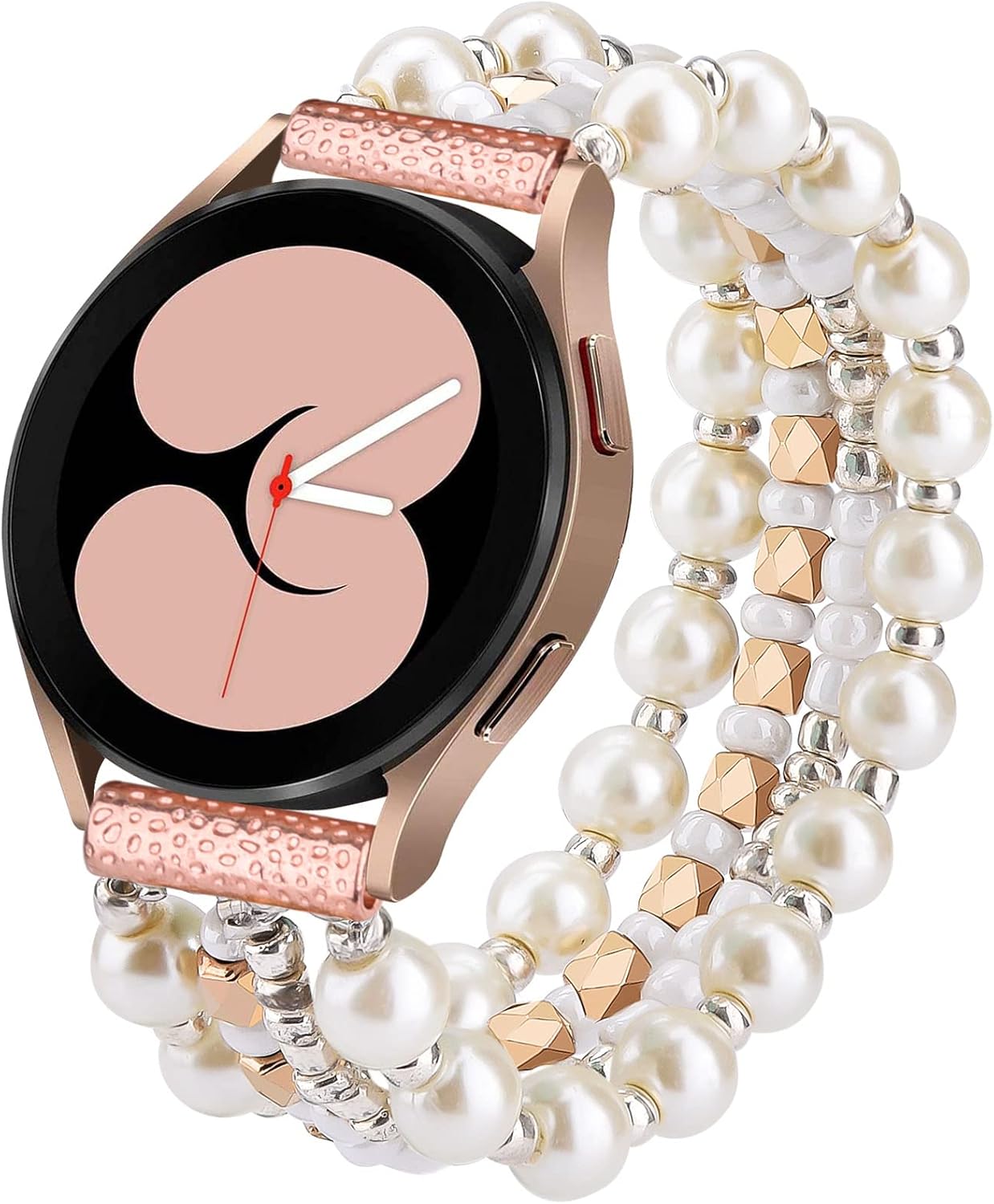 VISOOM Beaded Boho Bracelet Compatible for Samsung Galaxy Watch 6/5/4 40mm 44mm Bands/Active 2 40mm 44mm/Watch 4 Classic 42/46mm Band Women, 20mm Handmade Fashion Cute Elastic Crystal Beads Bracelet