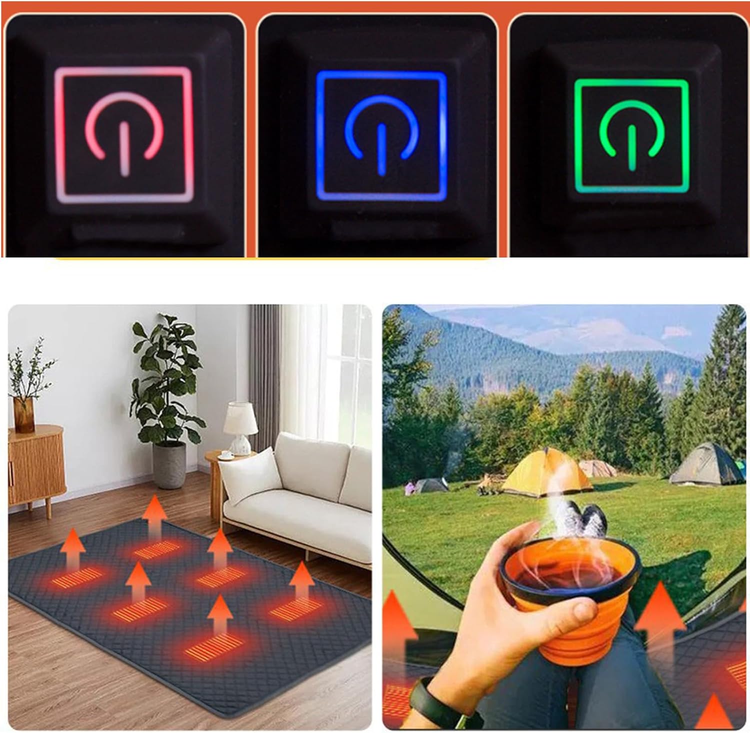 Camping Heated Sleep Bag Pad Heated Sleep Bag Liner Outdoor USB Heating Sleep Mat for Home Offices Car Fishing