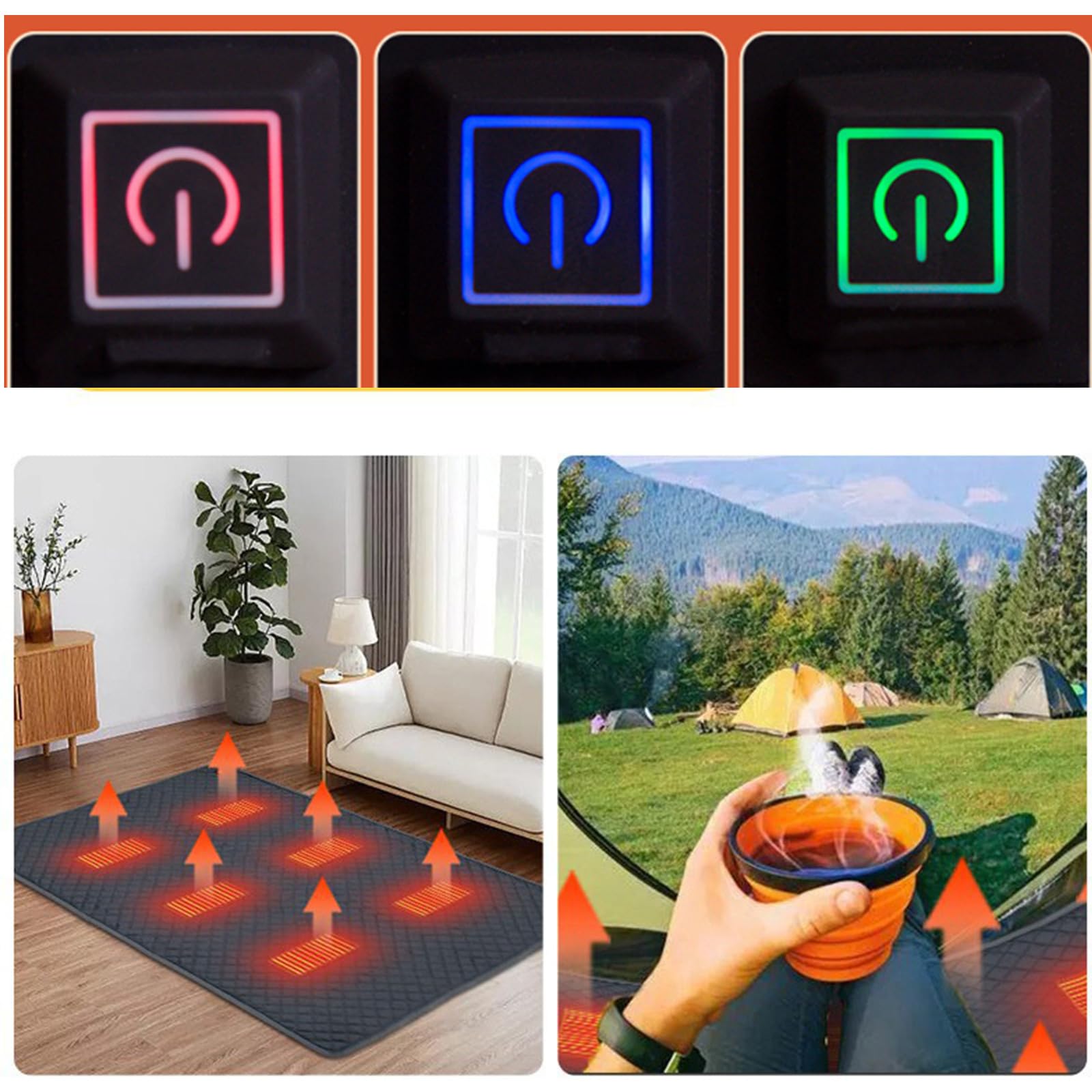 Coussin de de Couchage Chauffant de Camping, Doublure de de Couchage Chauffant, Tapis Chauffant USB d ' extérieur pour la Maison, Les Bureaux, la Voiture, la pêche, Le Camping