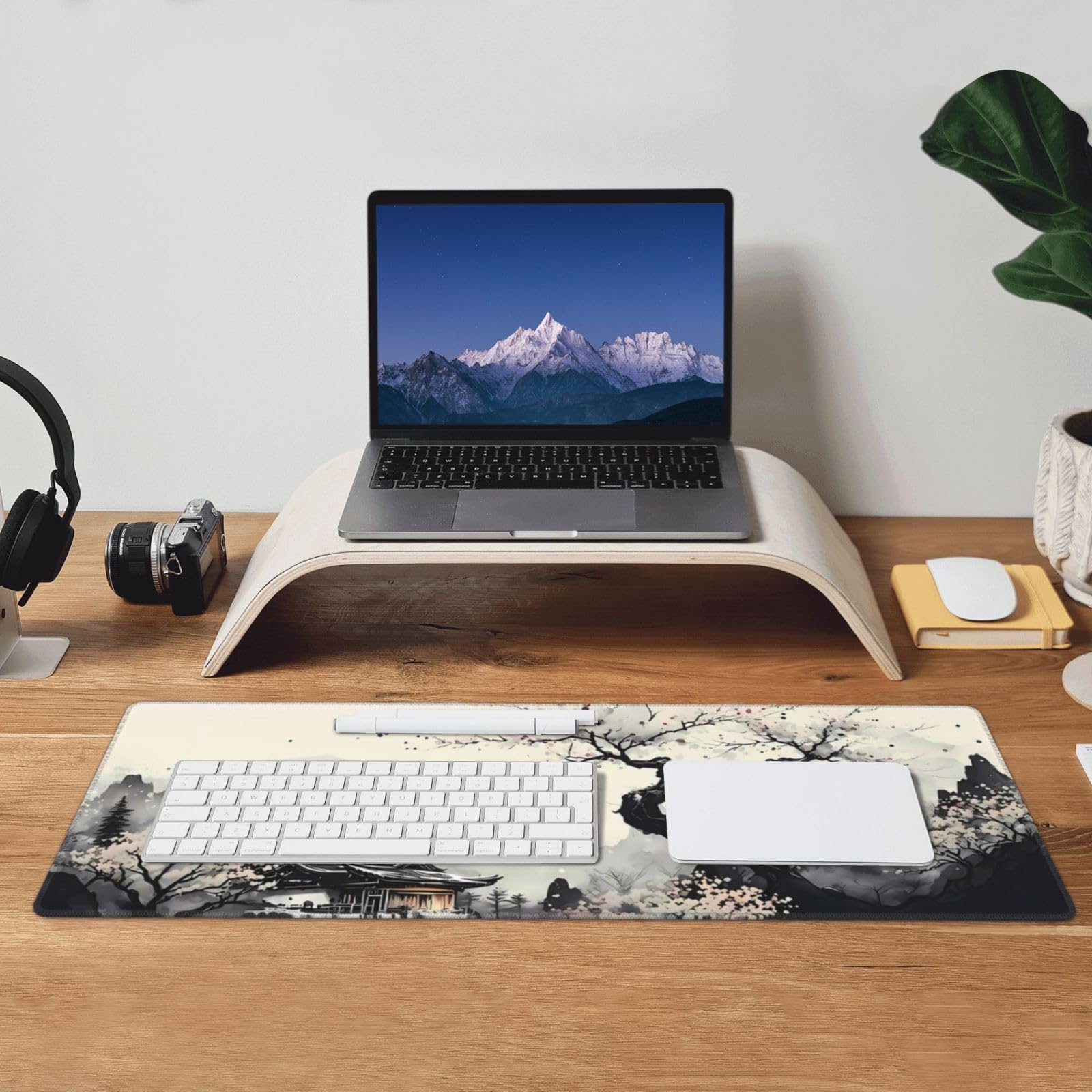Tappetino Mouse Gaming 900x400 mm, Grande Mouse Pad XXL Confortevole, Lavabile, Antiscivolo Tappetino Scrivania Supporto per Computer, PC e Laptop -Ciliegia rosa (Ciliegia grigia)