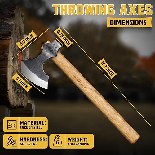 Miniatura 4 de Dream Reach Throwing Axes 2 Pack, Professional 16" Tomahawk Axe for Backyard, Hand Forged Viking Throwing Axe Set for Adults for Competition and