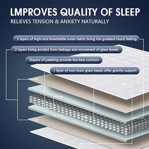 Miniatura 5 de TOPCEE - Manta con peso de microfibra transpirable con abalorios de vidrio (7 kg, 152 x 203 cm, tamaño Queen). Manta grande para adultos para uso