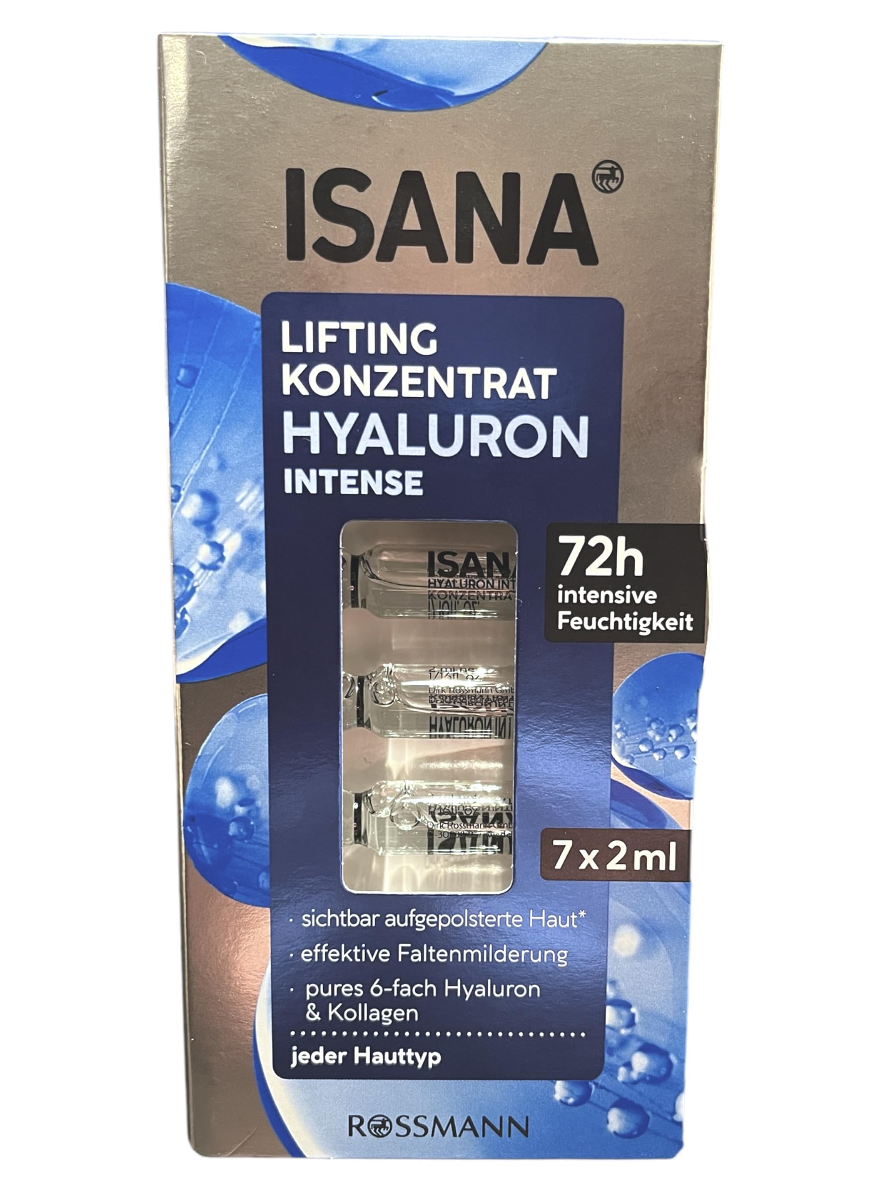 ISANA MED Liftend Konzentrat Hyaluron Intense für Gesichtserhaltung 7x2ml Ampullen Serum
