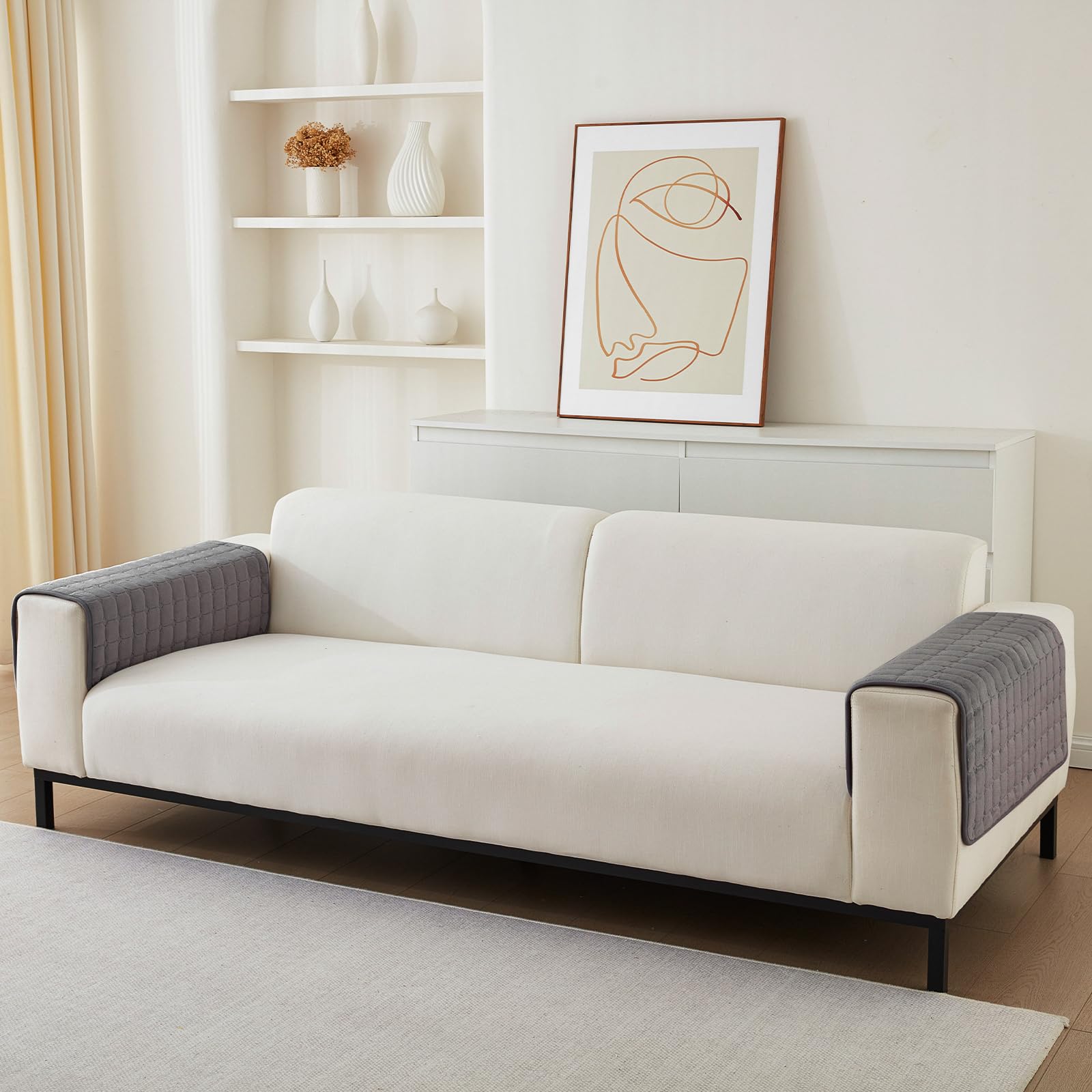 Sofa Cover 1 2 3 Seater Couch Cover, Universal Non-Slip Corner Sofa Cover L Shape Super Soft Velvet Sofa Slipcovers, Home Soft Protector for Living Room(Dary Grey, 70 * 70cm Seater Cover 1 PCS SOLD)