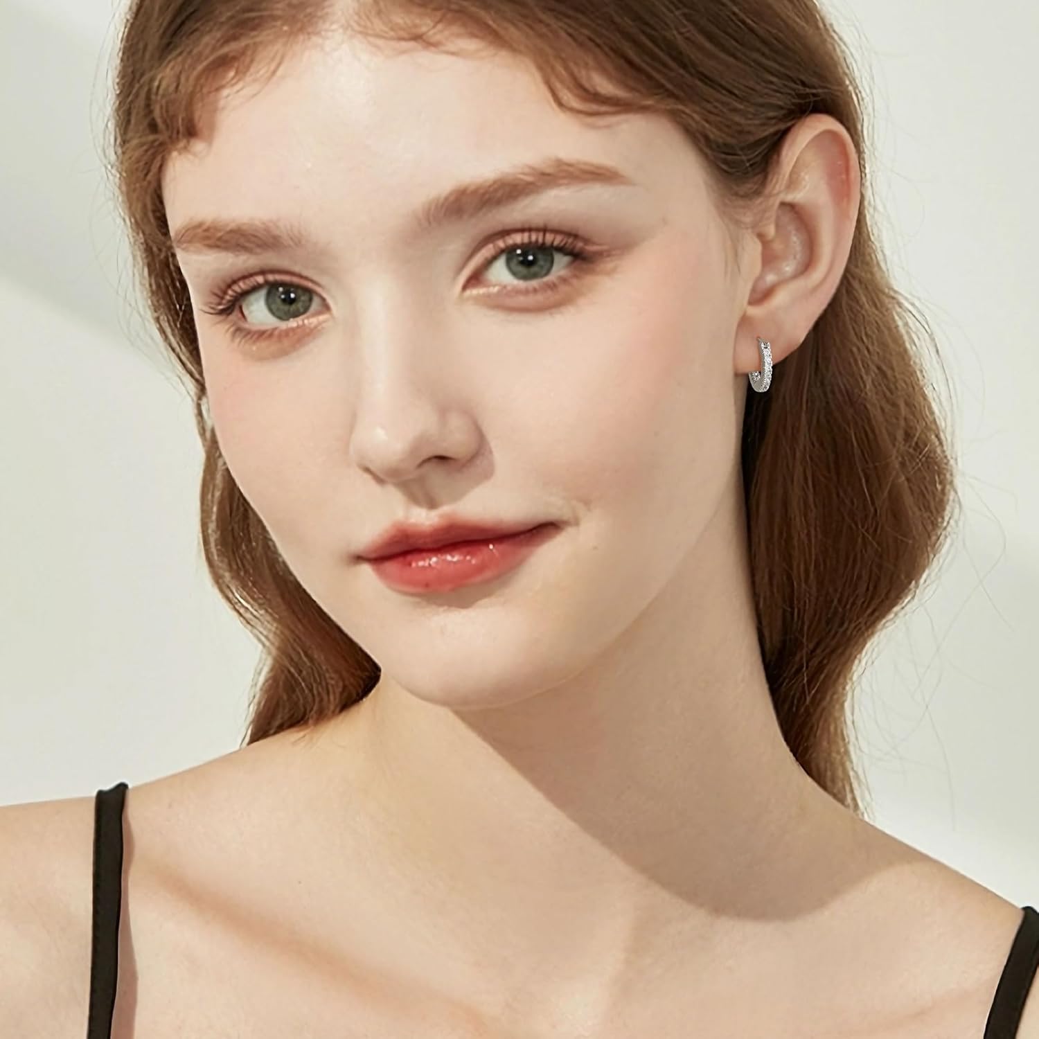 Gacimy Hoop Earrings for Women 14k Gold Plated, Cubic Zirconia Hoop Earrings with Sterling Silver Post - Image 5