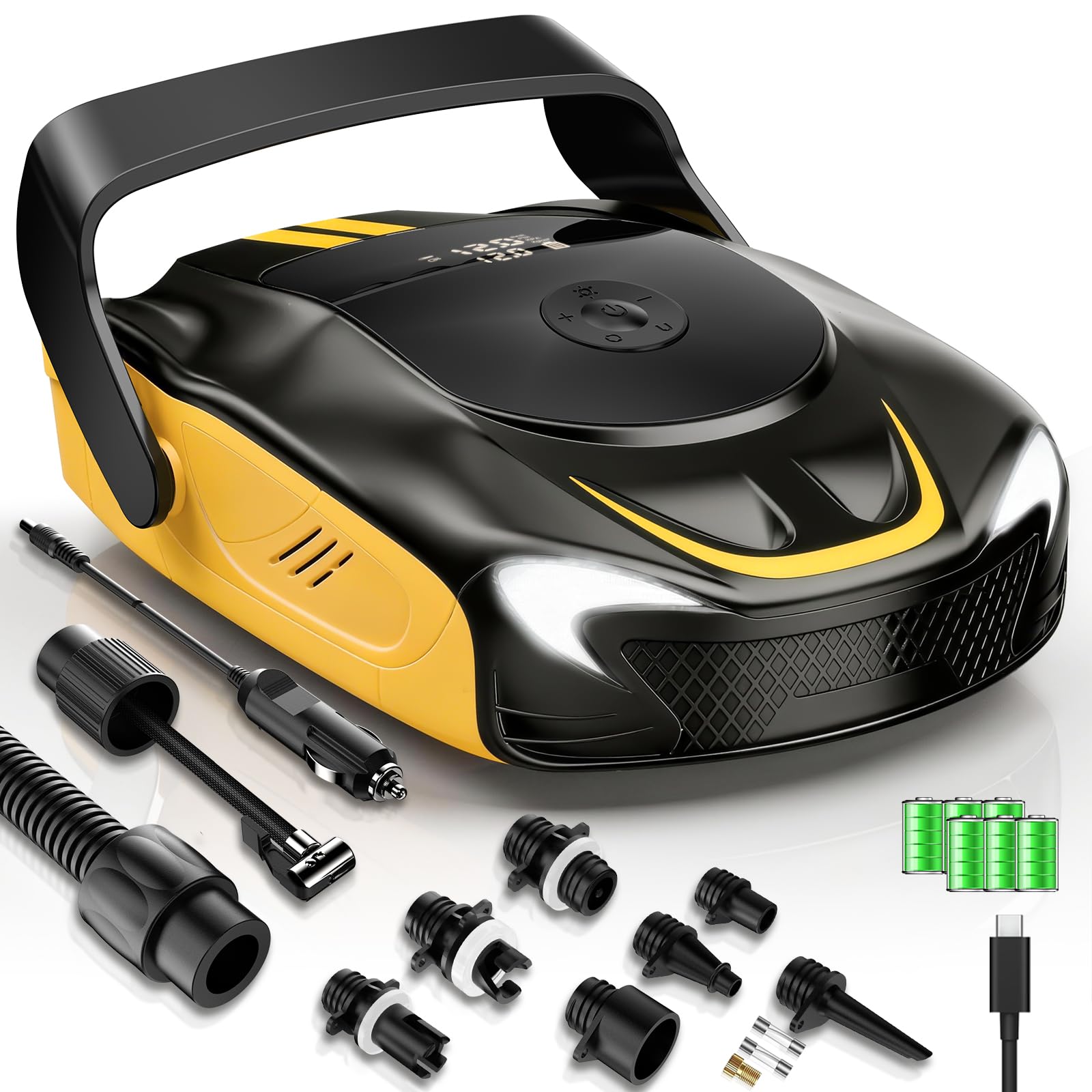 Pompe Sup Électrique 50 PSI Haute Pression, Gonfleur Paddle Rechargeable 14000mAh, Gonflage/Dégonflage Intelligent, avec Lumière LED, pour Planches de SUP, Kayaks, Motos, Ballons, Matelas Pneumatiques