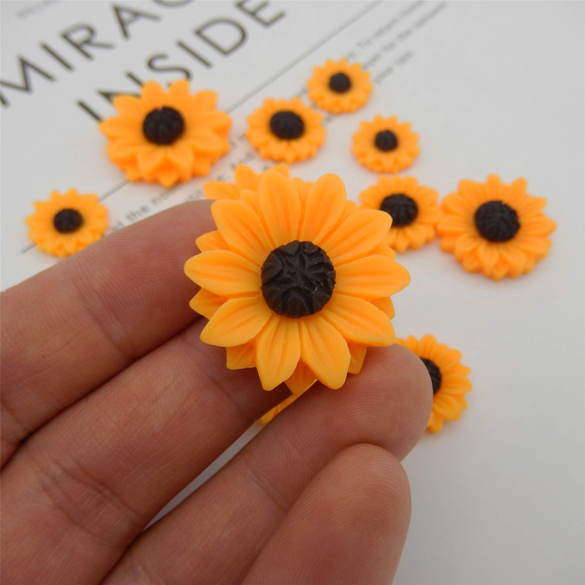 60 Stück Miniatur-Sonnenblumen Aus Kunstharz - 4 Größen, Für Basteln, Scrapbooking, Handyhüllen