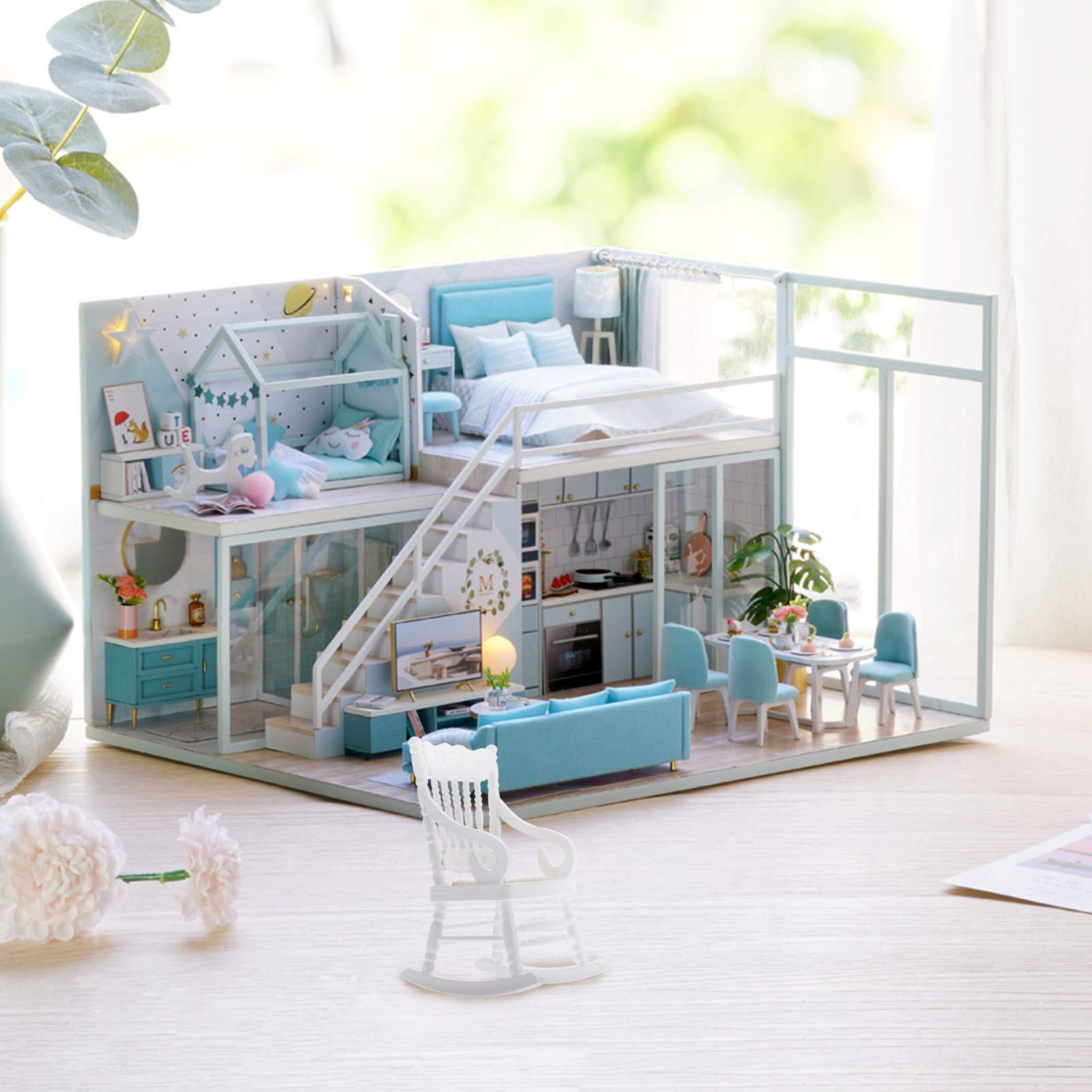 2 Stück Mini Schaukelpferd Aus Holz - Puppenhaus Zubehör Für Deko & Mikro Landschaften