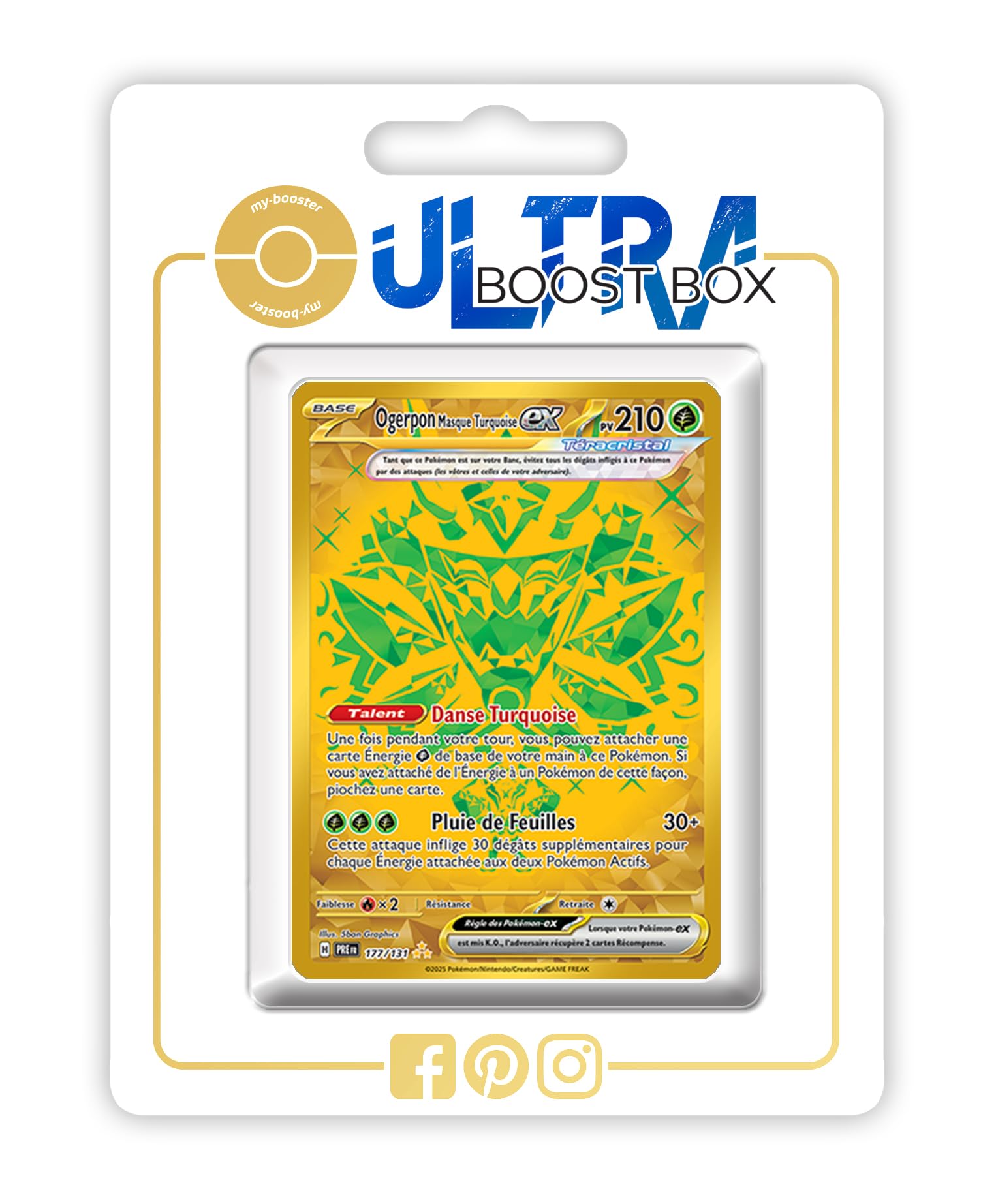 my-booster Ogerpon Masque Turquoise ex (Ogerpon Maschera Turchese ex) 177/131 Teracristal Oro segreto X Écarlate et Violet 8.5 Évolutions Prismatiques - Box di 10 carte Pokémon Francese