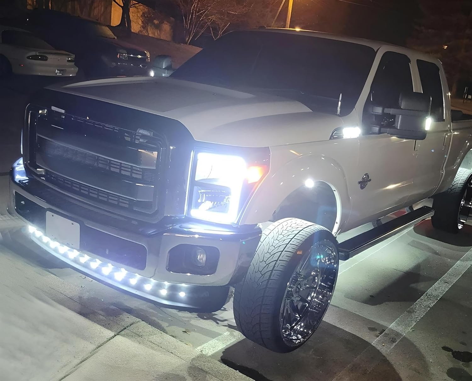 iJDMTOY 20pc Set Xenon White LED Front Bumper Valance Accent Running Light Kit/LED Air Dam Light Kit, Compatible with Dodge/Chevy/GMC HD, Ford Super Duty Trucks or Semi Trucks