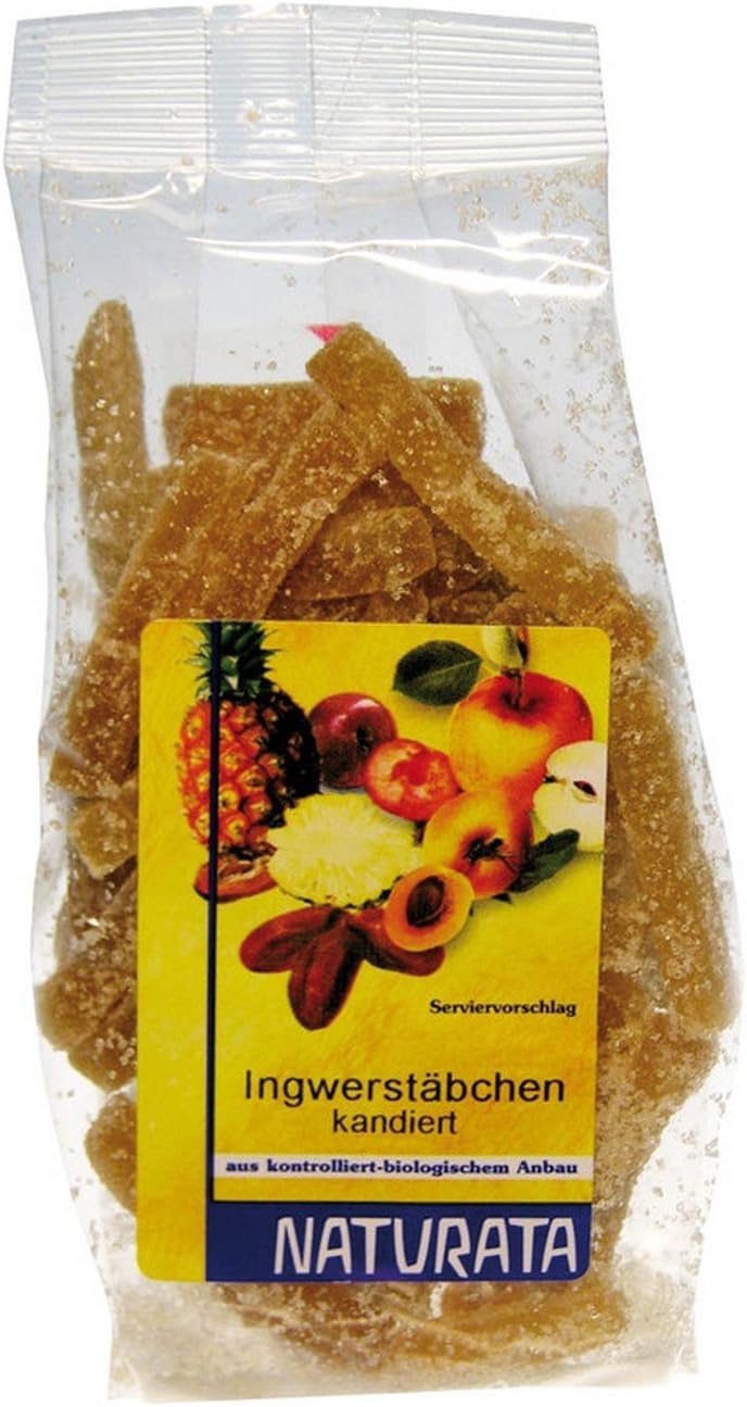 Organic Dried Ginger Pure Confit Premium Quality Sachets 75g Naturata | Organic Ginger Confit with Raw Cane Sugar High Quality