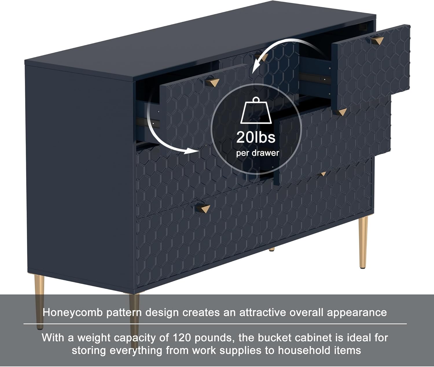 Boyl Living Modern Storage Cabinet with 7 Drawers, Chest of Drawers Sideboard Buffet for Living Room, Blue