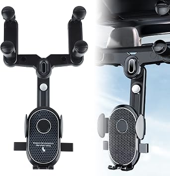 ciciglow Rear View Mirror Phone Holder, 360 Rotatable and Retractable Car Phone Mount Adjustable Universal Cell Phone Holder