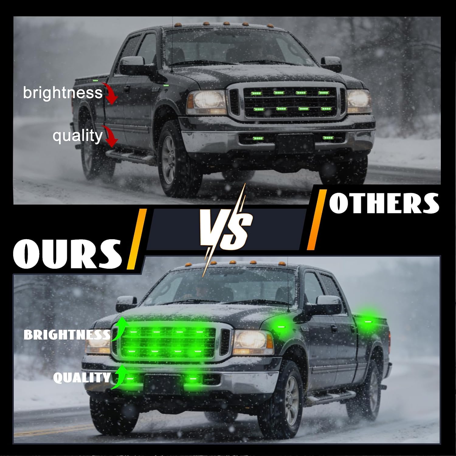 1PCS Ultra-Slim Green LED Strobe Light, 4-LED Surface Mount Mini Warning Flash Light with Sync Feature, Waterproof Emergency Beacon for Truck Car SUV 12V–24V