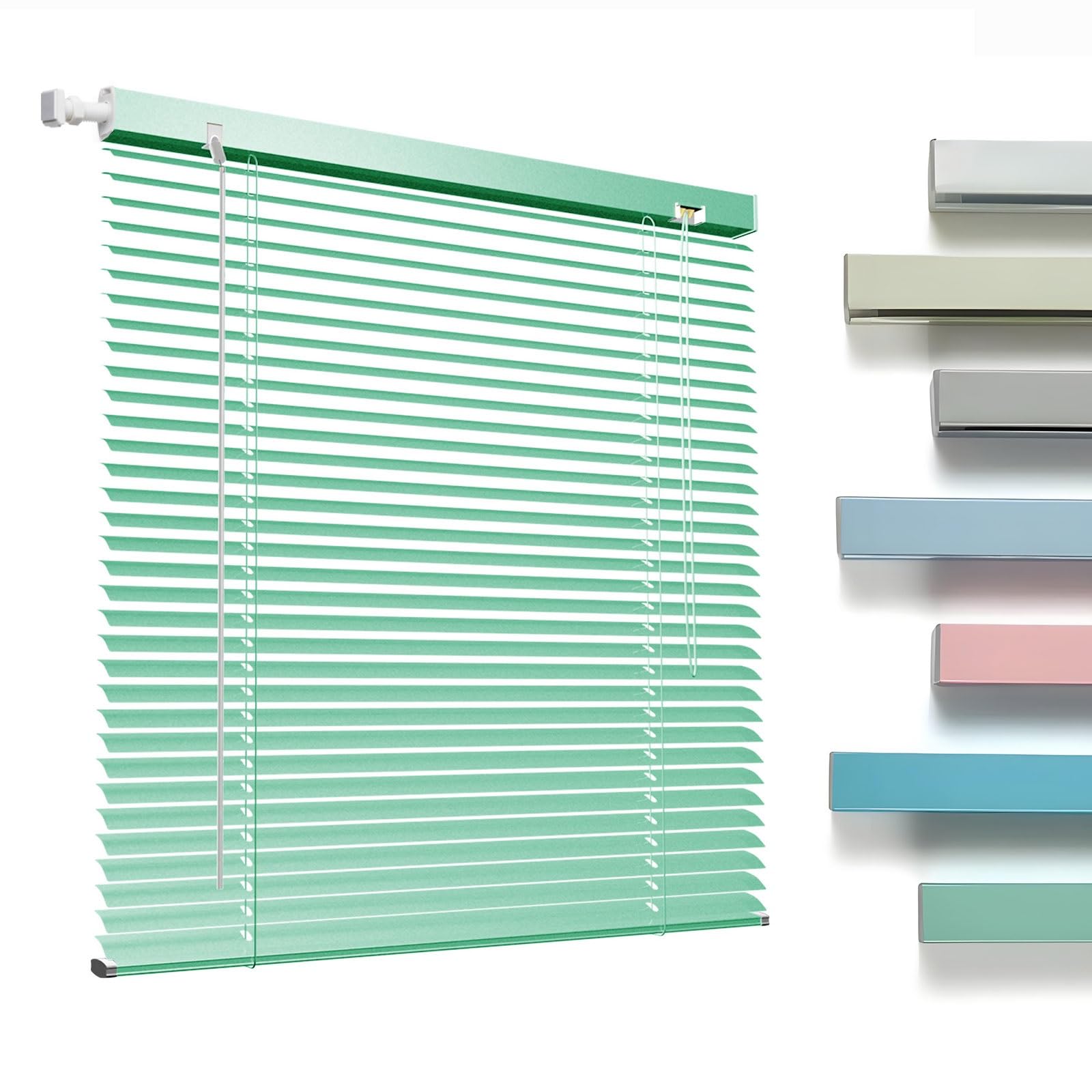 No Drill No Tools 1 Inch Aluminium Mini Blinds Cordless Horizontal Blinds for Indoor Windows, Blackout Window Shades Custom 10" 28" 32" 36" 42" 48" 56" 64" 68" 76" for Home Office Living Room(Light Gr