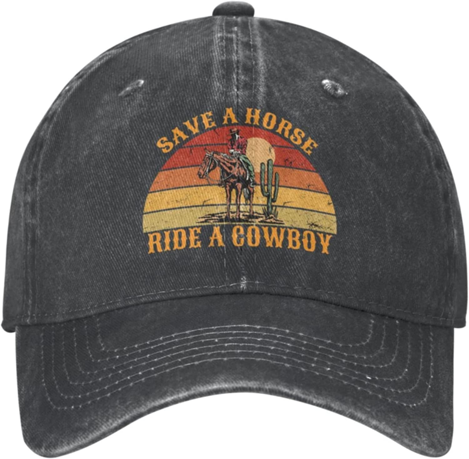 Lsjuee Unisex Black Save A Horse Ride A Cowboy Hat Women Baseball Hat Graphic Hat