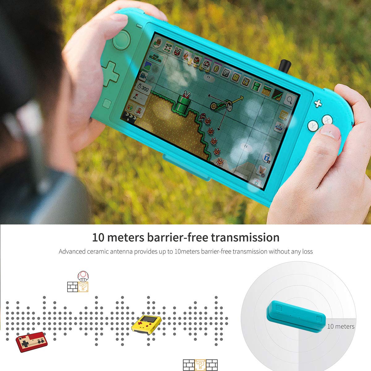 Hоttеѕt Sаlеѕ GuliKit Route Air Pro Bluetooth Adapter for Nintendo Switch & Lite, Dual Stream Bluetooth Wireless Audio Transmitter with aptX LL, Support in-Game Voice Chat, Connect Bluetooth Headphones - Blue