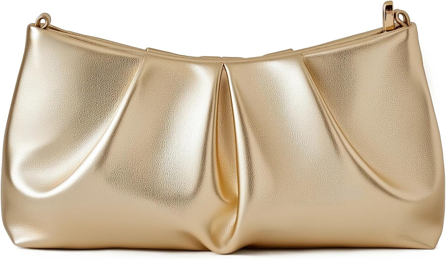 PU Leather Evening Bag Evening Bag Ruched Clutch Purse for Women Detachable Double Shoulder Straps Crossbody Bag - Image 4