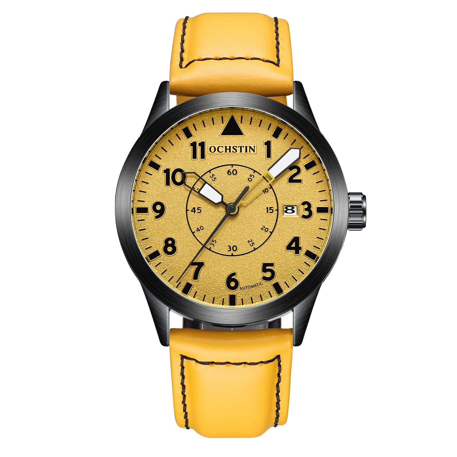 Reloj de pulsera mecánico automático para hombre, con fecha automática, militar, deportivo, con correa de cuero y correa de acero inoxidable