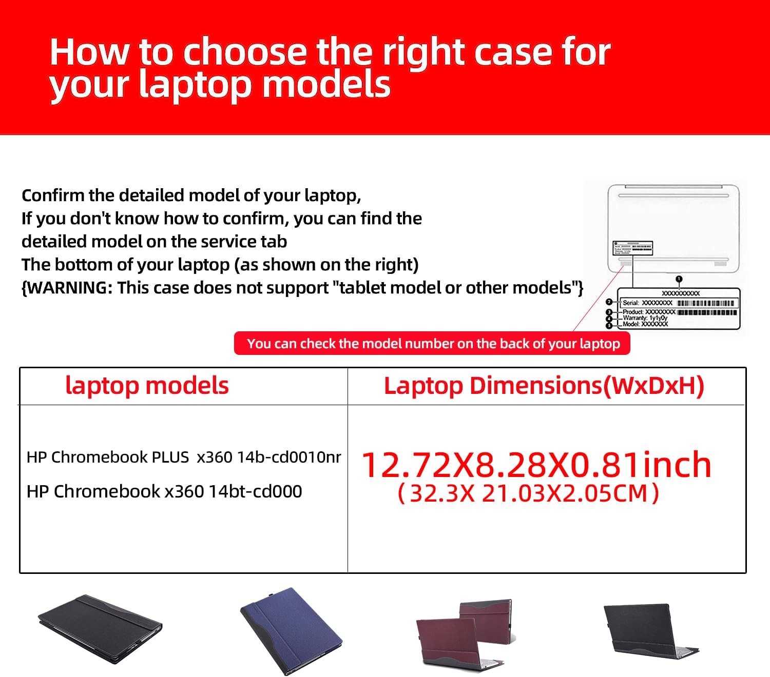 Laptop Cover for HP Chromebook Plus Laptop x360 14 inch-14b-cd0010nr |HP Chromebook x360 14bt-cd000 14" PU Leather Inside Pocket Cover (Dark Blue)