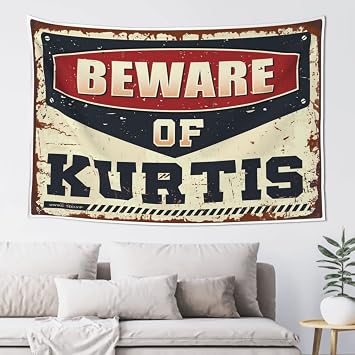Cave Man Bar Beware Of Kurtis Tapestry Dorm Wall Decorations Stuff For Boys Room75X100CM