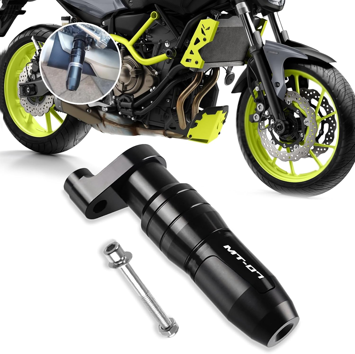 For MT-07 MT07 2025 muffler protector exhaust slider frame protector anti-collision pad anti-fall protection pad mt07 2018-2025 motorcycle accessories (Black)