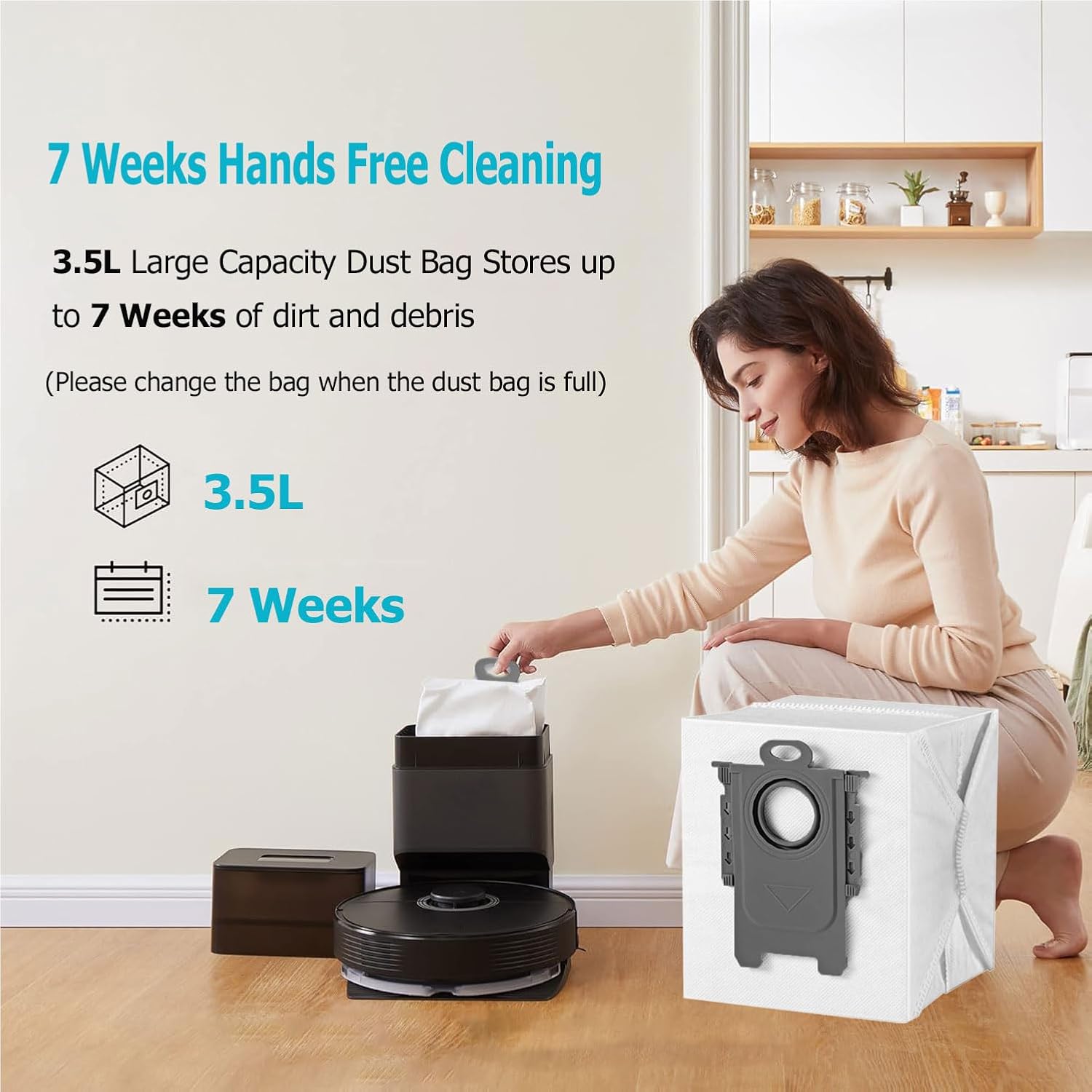 20 Pack Dust Bag Compatible with Roborock Q7 M5+, Q10 S5+/Q10 X5+, S8 Pro Ultra, S8+, Q7 Max+, Q8 Max+, Q5 Max+, Q5+, Q5 Pro+, S7 Max Ultra, S7 MaxV Ultra, Q7+ Vacuum Cleaner,3L Disposable Bag